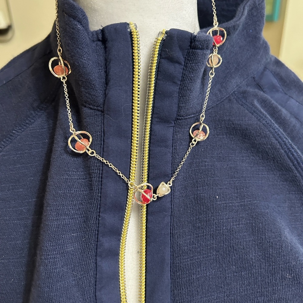 Kate Spade Silver-tone Necklace with Red Enamel Accents, New